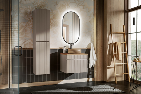Oglinda baie 90 x 50 cm negru LED APOLLO 900 [0]