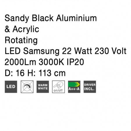 Lustra LED premium neagra Stick rotativa, din metal, 113 cm, 9183252 - Novaluce [6]