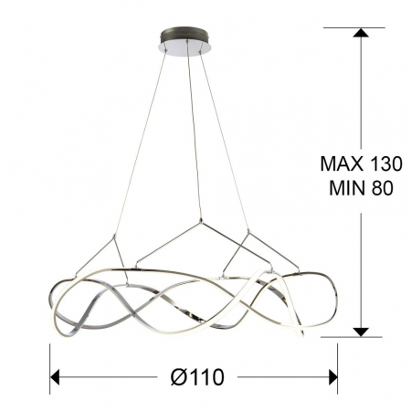 Lustra LED rotunda lux crom Cosete Ø 80/110 cm, metal, inaltime reglabila, 763950 - Schuller [3]