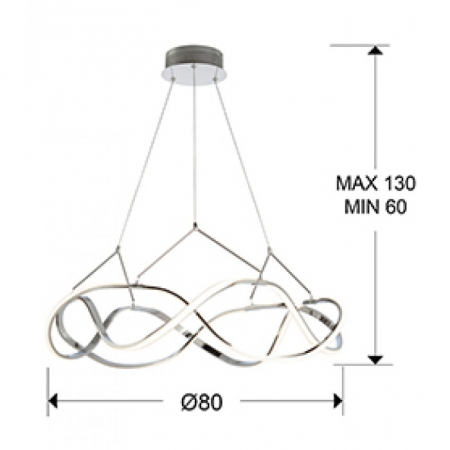 Lustra LED rotunda lux crom Cosete Ø 80/110 cm, metal, inaltime reglabila, 763950 - Schuller [5]