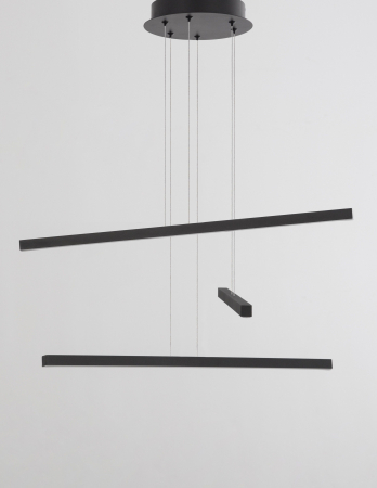 Lustra LED stil minimalist Frosin 55 cm neagra, trei surse lumina tip bare suspendate, 9010033 - Novaluce [4]