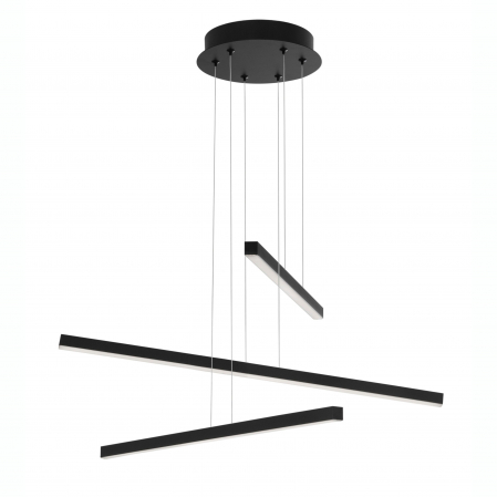 Lustre - Lustra LED stil minimalist Frosin 55 cm neagra, trei surse lumina tip bare suspendate, 9010033 - Novaluce
