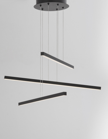 Lustra LED stil minimalist Frosin 55 cm neagra, trei surse lumina tip bare suspendate, 9010033 - Novaluce [1]