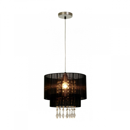 Promotii - Lustra neagra design modern LETA 30 cm metal / material textil / cristale, 003064-001647 - Zumaline