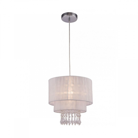 Lustre - Lustra alba design modern LETA 30 cm metal / material textil / cristale, 003064-001648 - Zumaline
