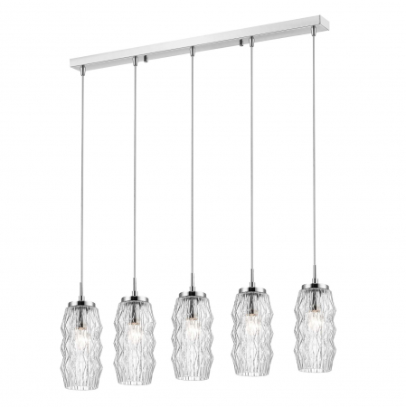 Lustre - Lustra liniara 5 pendule sticla transparenta Petar 110 cm, forme geometrice elegante, design modern, 838192 - Novaluce