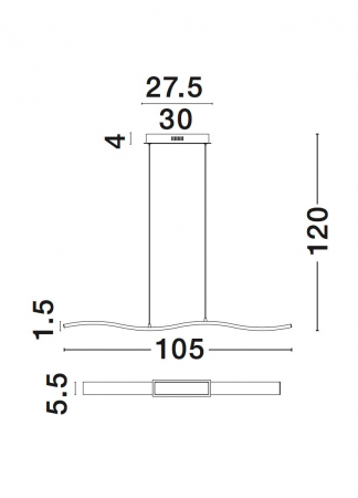 Lustra liniara crom LED ondulata Enora 105 cm, design modern, 81002002 - Novaluce [3]
