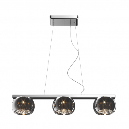 Lustre - Lustra liniara CRYSTAL cu 3 abajururi din sticla, inaltime reglabila, 003064-001014 - Zumaline