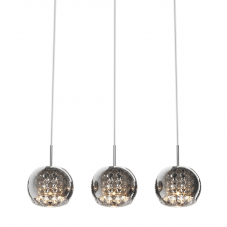 Lustre - Lustra liniara CRYSTAL cu 3 pendule din sticla, inaltime reglabila, 003064-001012 - Zumaline