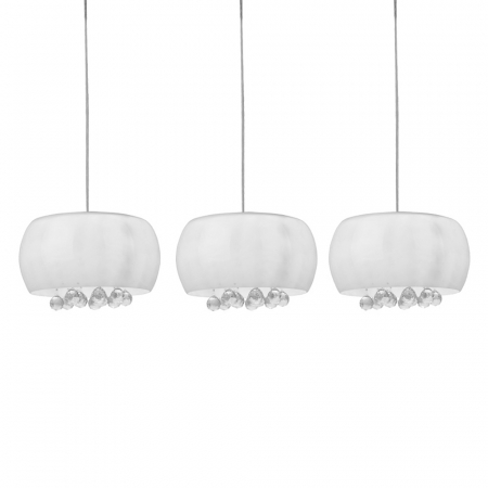 Lustre - Lustra liniara cu 3 pendule albe lucioase Rumya Line 80 cm si cristale, design modern, sticla opal, AZ 2455 - Azzardo