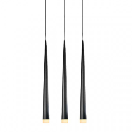 Lustre - Lustra liniara cu 3 pendule LED forma con negru/alb/crom Culh 55 cm, design modern, metal, AZ 0118 - Azzardo