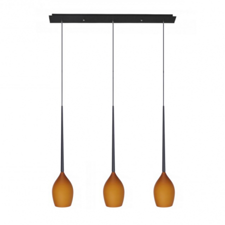 Lustre - Lustra liniara cu 3 pendule suspendate Garnet Line 78 cm, diverse culori, detaliu metalic negru, AZ 2322 - Azzardo