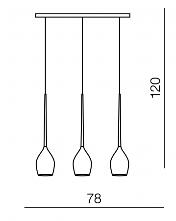 Lustra liniara cu 3 pendule suspendate Garnet Line 78 cm, diverse culori, detaliu metalic negru, AZ 2320 - Azzardo [3]