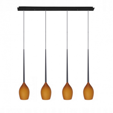 Lustre - Lustra liniara cu 4 pendule suspendate Garnet Line 107 cm, diverse culori, detaliu metalic negru, AZ 1227 - Azzardo