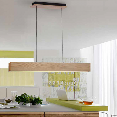 Lustra liniara dimabila LED din lemn natural exotic Eslem 120 cm, design modern scandinav, AZ 2700 - Azzardo [2]