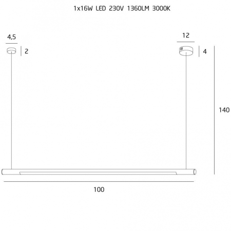 Lustra liniara diverse finisaje LED dimabil Tonia 100 cm, metal/acril, inaltime reglabila, P0356D - Maxlight [2]