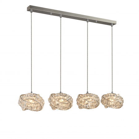Lustre - Lustra liniara extravaganta Amelie abajur cristale, design modern, 4 becuri, AZ 2105 - Azzardo