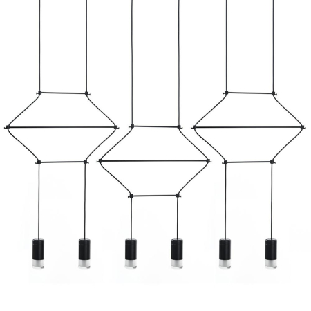 Lustre - Lustră Liniară Flusso Line 6 100x8 cm, Metal Negru, LED Integrat - Moosee