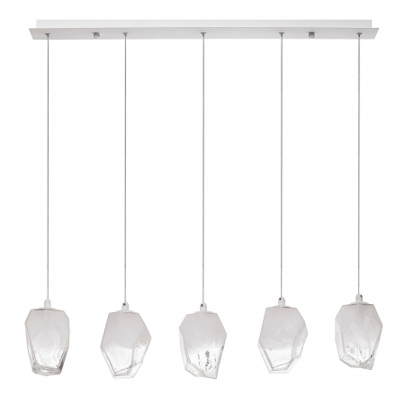 Lustre - Lustra liniara Ice 80 cm cu 5 pendule forma cub gheata, 5xG9, sticla gradient, 9260235 - Novaluce