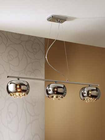 Lustra liniara lux crom Paloma 120 cm, 3 abajururi din sticla, inaltime reglabila, 509213 - Schuller [1]