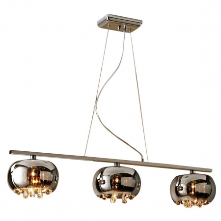 Lustre - Lustra liniara lux crom Paloma 120 cm, 3 abajururi din sticla, inaltime reglabila, 509213 - Schuller