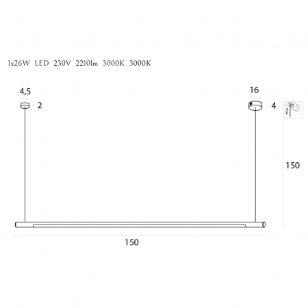 Lustra liniara neagra/aurie LED dimabil Tonia 150 cm, metal/acril, inaltime reglabila, P0360D - Maxlight [2]