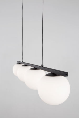 Lustra liniara neagra cu 4 globuri albe Esila 72 cm, iluminare LED, sticla/metal, 9919604 - Novaluce [1]