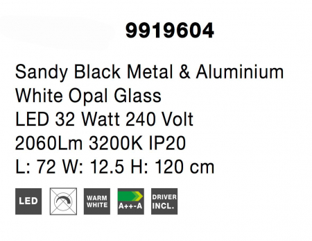 Lustra liniara neagra cu 4 globuri albe Esila 72 cm, iluminare LED, sticla/metal, 9919604 - Novaluce [5]
