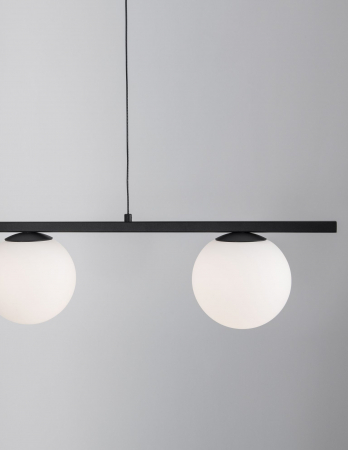 Lustra liniara neagra cu 4 globuri albe Esila 72 cm, iluminare LED, sticla/metal, 9919604 - Novaluce [3]