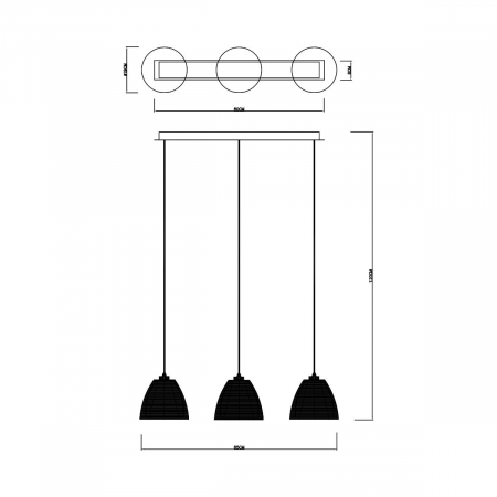 Lustra liniara neagra PICO cu 3 pendule, inaltime reglabila, metal/sticla, 003064-001994 - Zumaline [1]