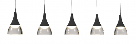 Lustra liniara pendul LED alba/neagra Londyn 80 cm 5 becuri, abajur acril transparent/aluminiu, AZ 2848 - Azzardo [2]