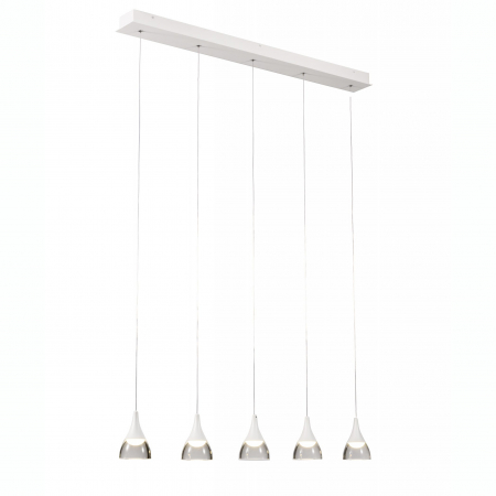 Lustra liniara pendul LED alba/neagra Londyn 80 cm 5 becuri, abajur acril transparent/aluminiu, AZ 2848 - Azzardo [0]