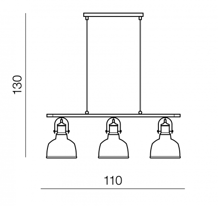 Lustra liniara pendul neagra/cupru stil industrial Oliver Line 110 cm, abajururi reglabile metal, AZ 2144 - Azzardo [1]