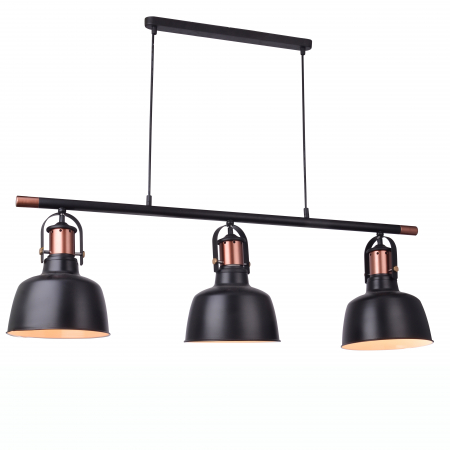 Lustre - Lustra liniara pendul neagra/cupru stil industrial Oliver Line 110 cm, abajururi reglabile metal, AZ 2144 - Azzardo