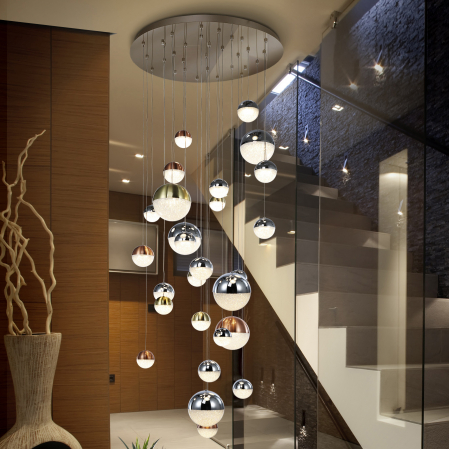 Lustre - Lustra lux 27 pendule glob Dalos Ø80 cm, iluminare LED dimabila control Bluetooth, 793960B - Schuller
