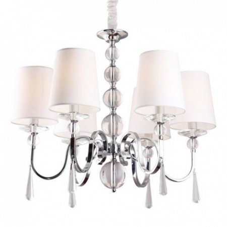 Lustre - Lustra lux alba Lexia Ø 70 cm metal/sticla/material textil, inaltime reglabila, P0109 - Maxlight