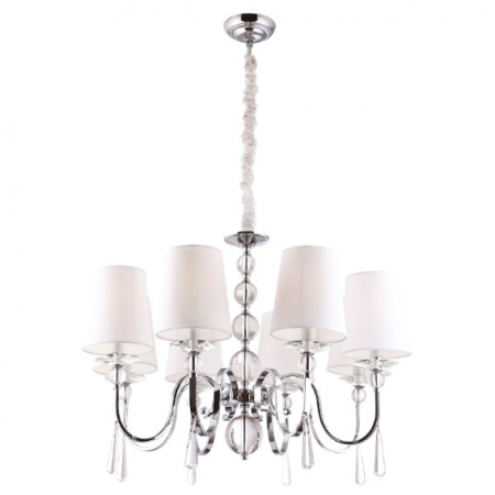 Lustre - Lustra lux alba Lexia Ø 75 cm metal/sticla/material textil, inaltime reglabila, P0110 - Maxlight