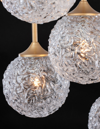Lustra lux aurie cu 5 pendule glob sticla structurata Fedora, LED G9, 9260212 - Novaluce [2]