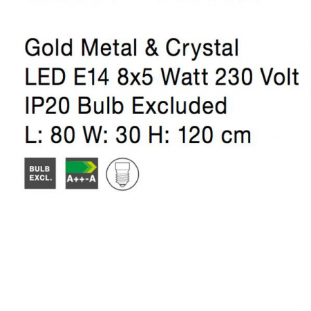 Lustra lux aurie cu cristale Morgan, din metal, 80 cm, 9050130 - Novaluce [4]