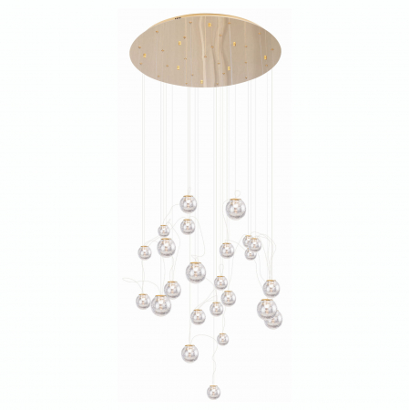 Promotii - Lustra lux aurie Fuentes 80x180 cm cu 24 globuri transparente sticla LED, P0387 - Maxlight