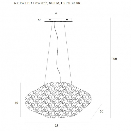 Lustra lux aurie iluminare LED Kym 96x60 cm metal/acril, inaltime reglabila, P0432 - Maxlight [1]