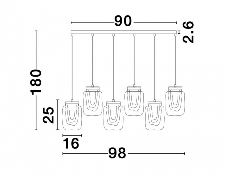 Lustra lux aurie Rock 90 cm cu 6 pendule LED dimabil, forma sectiune piatra, 9160286 - Novaluce [5]