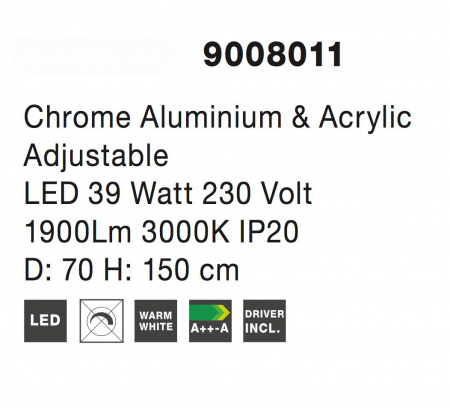 Lustra lux crom 4 inele LED reglabile Calisto 70 cm, design modern, 9008011 - Novaluce [4]