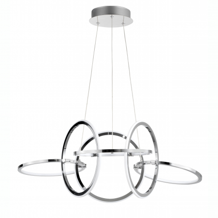 Lustre - Lustra lux crom 6 inele LED reglabile Calisto 75 cm, design modern, 9008012 - Novaluce