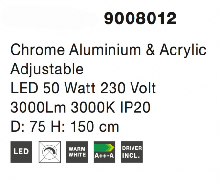 Lustra lux crom 6 inele LED reglabile Calisto 75 cm, design modern, 9008012 - Novaluce [3]