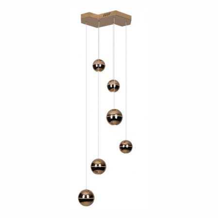 Lustre - Lustra lux cupru/crom Hagan 42x160 cm, 6 globuri LED otel, P0316D - Maxlight