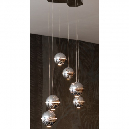 Lustra lux cupru/crom Hagan 42x160 cm, 6 globuri LED otel, P0315D - Maxlight [1]