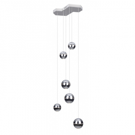 Lustra lux cupru/crom Hagan 42x160 cm, 6 globuri LED otel, P0315D - Maxlight [0]