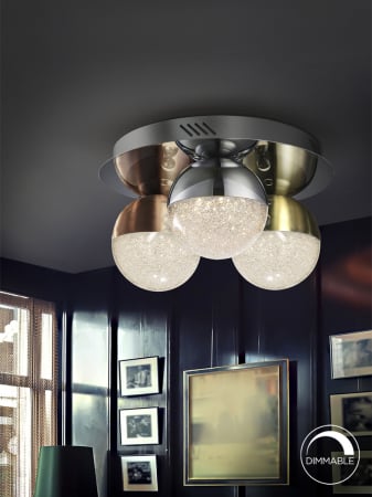 Plafoniera lux dimabila crom/colorata rotunda Dalos, Ø 30 cm, 3 globuri LED metal si policarbonat texturat, 794025 - Schuller [1]