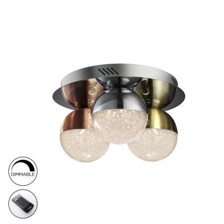 Promotii - Plafoniera lux dimabila colorata rotunda Dalos, Ø 30 cm, 3 globuri LED metal si policarbonat texturat, cu telecomanda, 794025D - Schuller